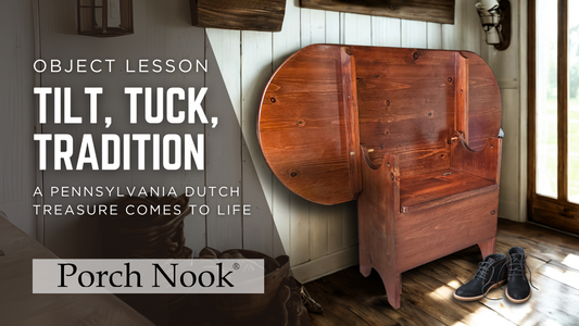 Discover a handmade Pennsylvania Dutch tilt-top table that converts to a pine bench with hidden storage—perfect for farmhouse and entryway spaces.
