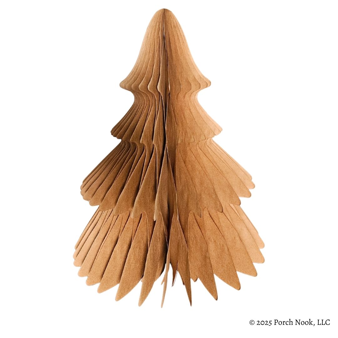 Brown Honeycomb Accordion Paper Tree – 16" Tall, 12" Diameter, Magnetic Closure