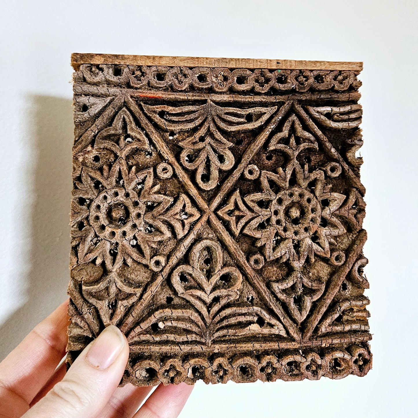 Vintage Hand Carved Textile Printing Blocks, Set of Four (4) – Large