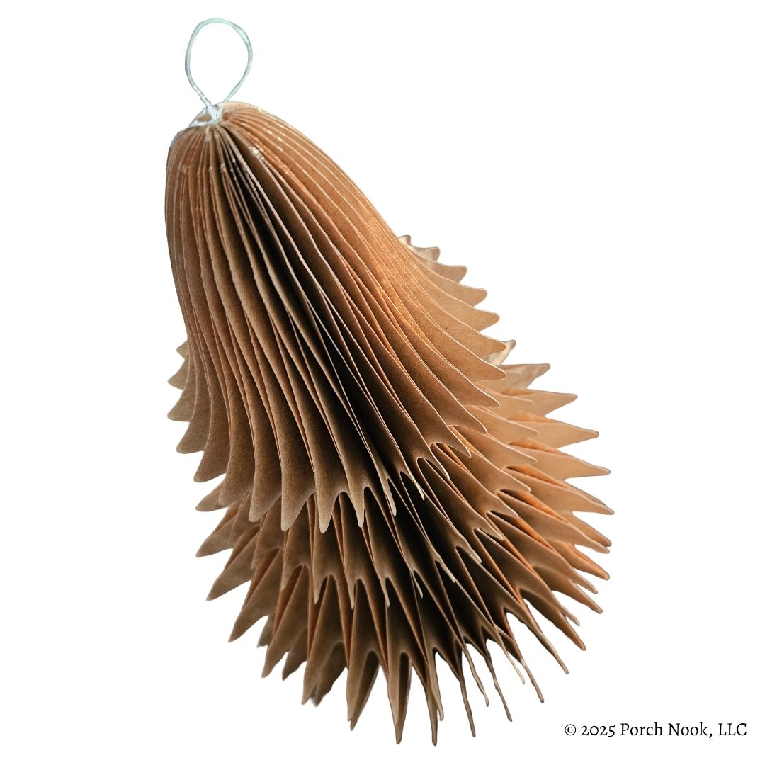 Brown Honeycomb Accordion Paper Tree – 16" Tall, 12" Diameter, Magnetic Closure