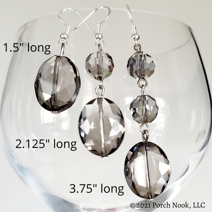 Vintage Chandelier Smoke Crystal Earrings, Handmade