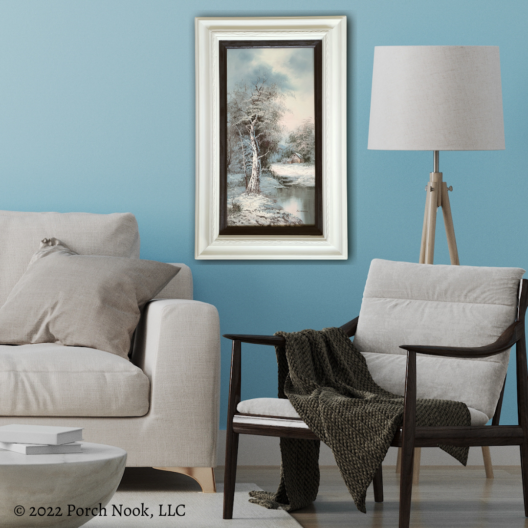 Porch Nook | Vintage Original Oil Painting on Canvas “Winter Farm”, by Bonnard