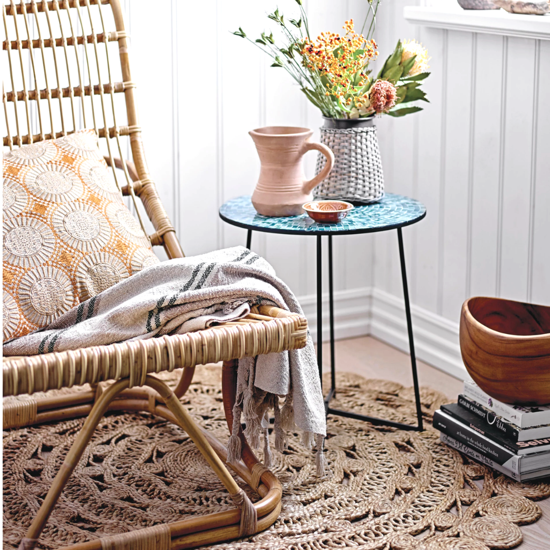 Porch Nook | Handwoven Jute Rug with Lace Pattern, 4’ Round