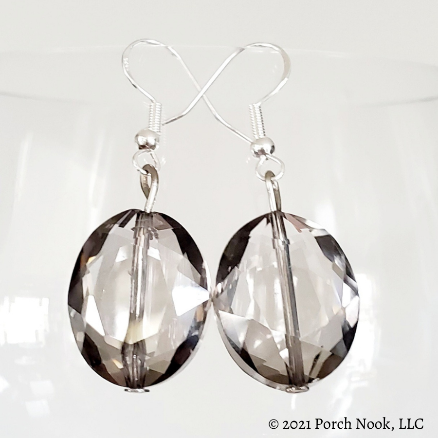Vintage Chandelier Smoke Crystal Earrings, Handmade