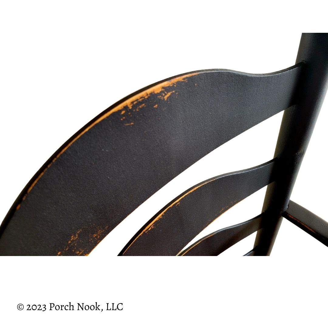 Porch Nook | Vintage Early American Style Ladderback Rush Seat Shaker Armchair