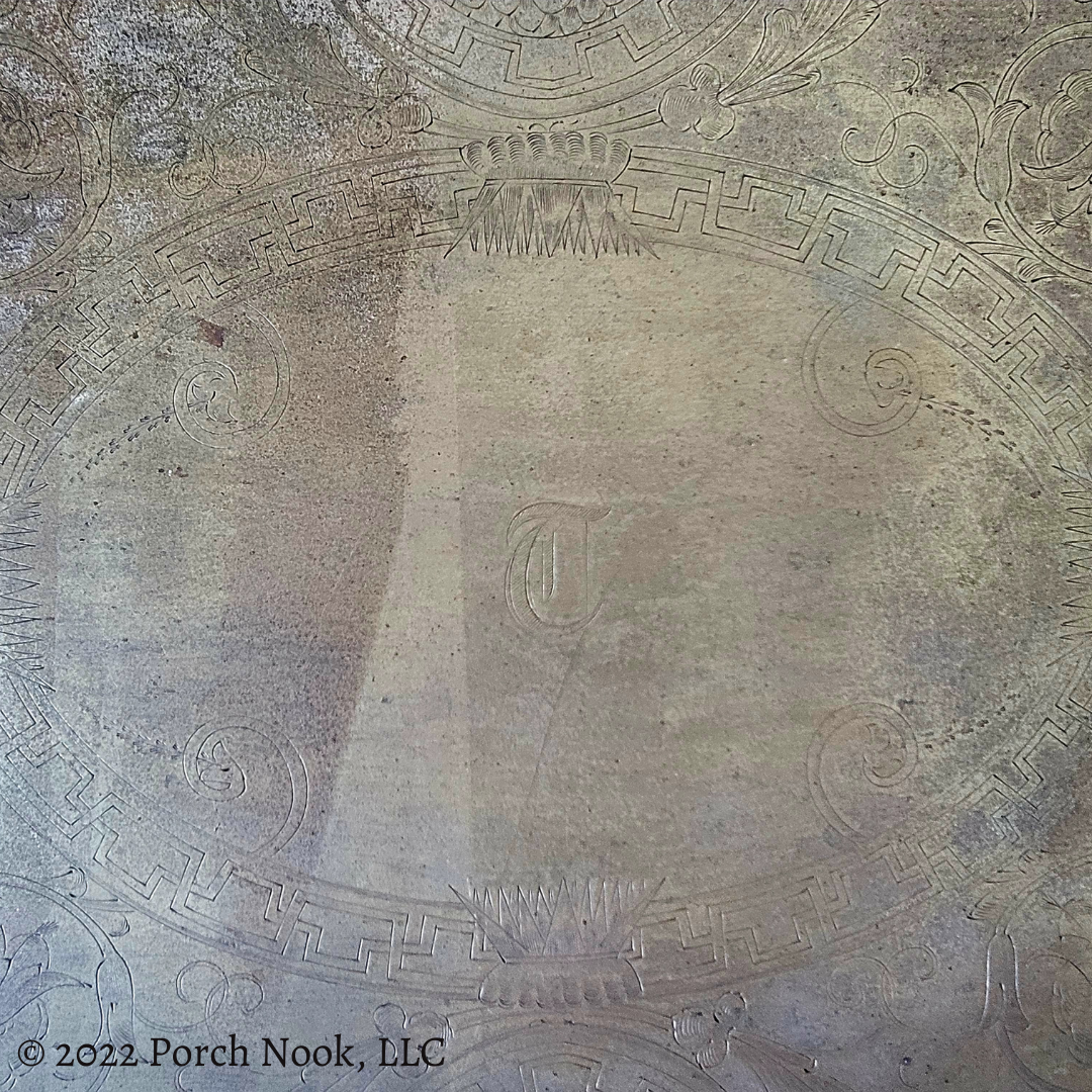 Porch Nook | Vintage Silverplate Oval Two-Handle Waiter Tray with Feet, Very Large