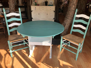 EXAMPLE: 3-piece dining set w/ "Sea Glass", designed by Faith Wooden of Southern Inspired