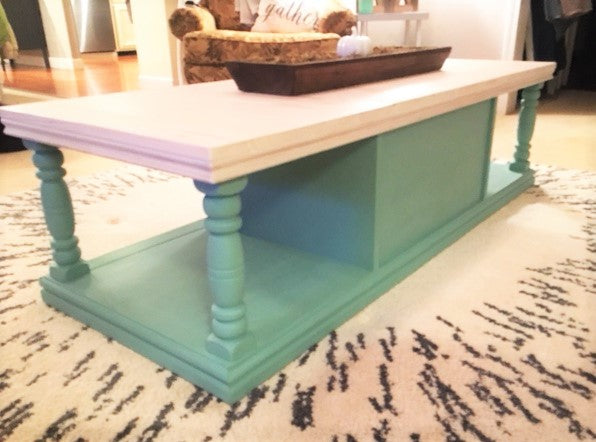 EXAMPLE: Coffee table w/ "Sea Glass", designed by Southern Inspired in Grenada, MS