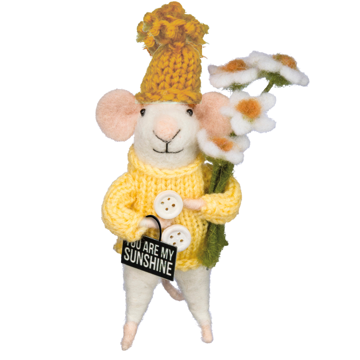 Rustic Wool Felted My Sunshine Mouse, “You Are My Sunshine”