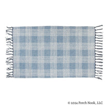 Porch Nook | Soft Blue Plaid Tassel Area Rug, 34x20