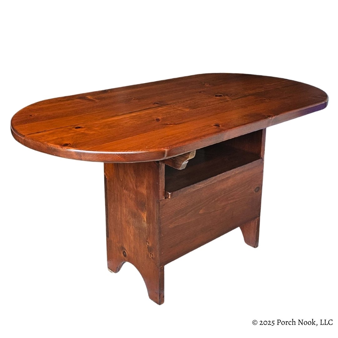Vintage Pennsylvania Dutch Convertible Tilt-Top Table with Bench Seat and Storage