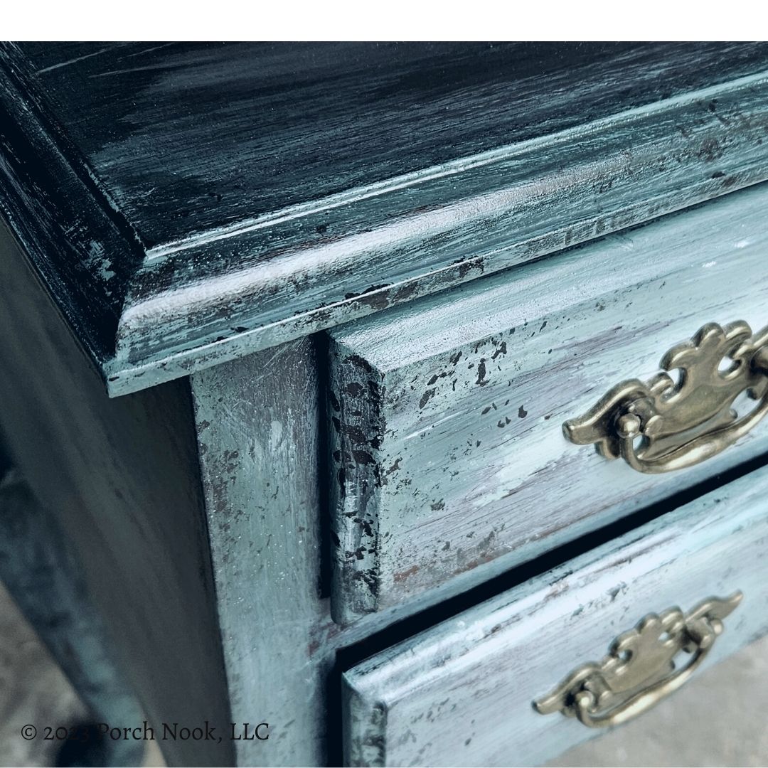 Porch Nook | Vintage Queen Anne Style Mahogany Lowboy Cabinet, Hand Painted