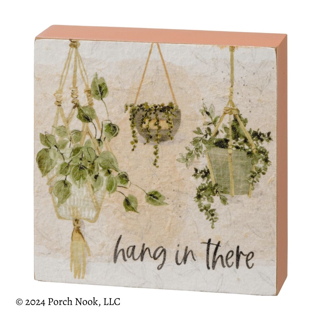 Porch Nook |“Hang In There” Watercolor Design Inset Box Sign