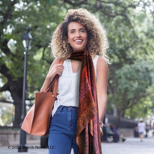 Porch Nook | Vintage Style Luxury Bamboo Silk Shawl, Large - Indian Summer