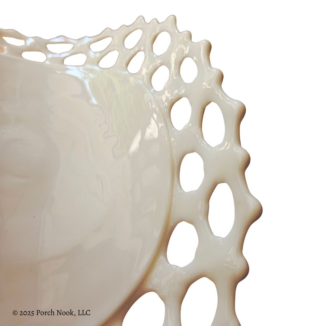 Westmoreland Doric Milk Glass Pedestal Bowl – Vintage Curved Fruit or Banana Stand