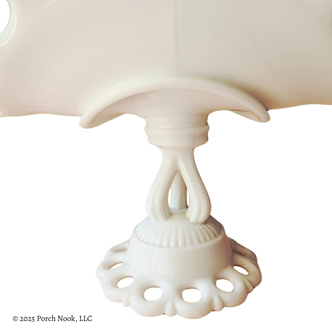 Westmoreland Doric Milk Glass Pedestal Bowl – Vintage Curved Fruit or Banana Stand