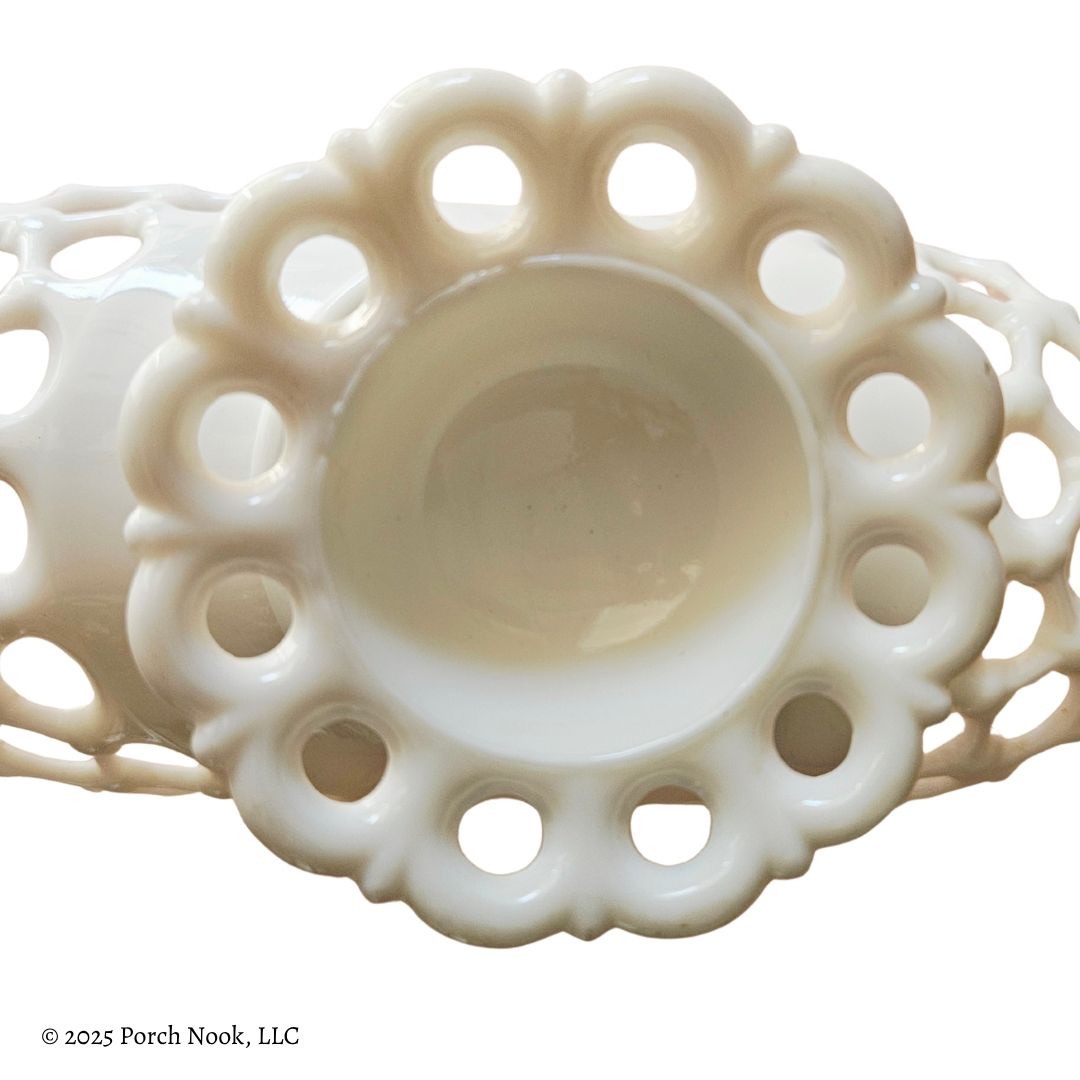 Westmoreland Doric Milk Glass Pedestal Bowl – Vintage Curved Fruit or Banana Stand