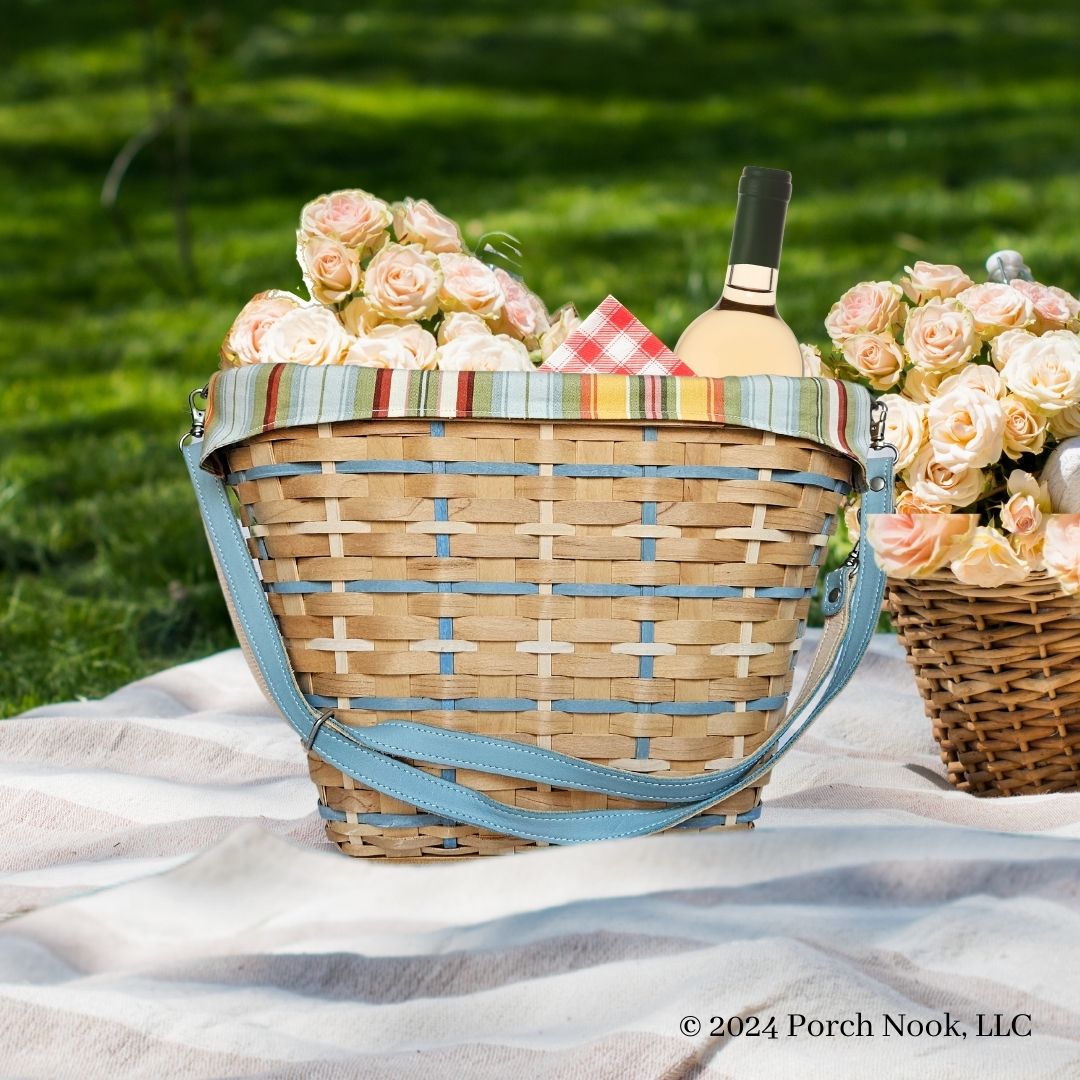 Porch Nook | Coastal Basket Tote, Woven Wood with Liner, by Longaberger