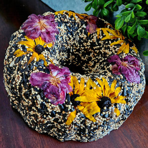 Porch Nook | Birdseed Bundt Cake Wreath with Dried Flowers