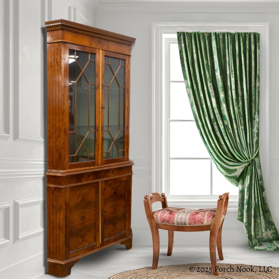 Porch Nook | Vintage Chippendale Style Mixed Fruitwood Corner Cabinet