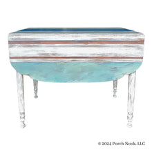 Porch Nook | Vintage Leaf Table with Rustic Coastal Charm, Hand Painted