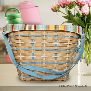Porch Nook | Coastal Basket Tote, Woven Wood with Liner, by Longaberger