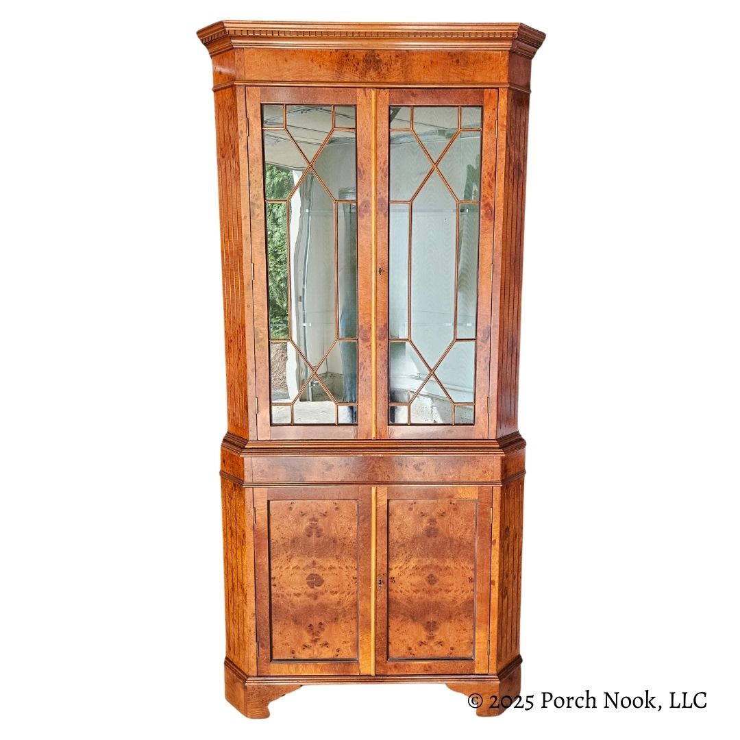 Porch Nook | Vintage Chippendale Style Mixed Fruitwood Corner Cabinet