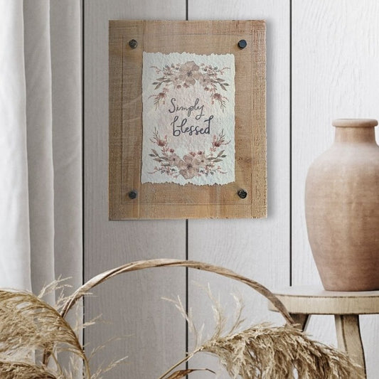 Porch Nook | “Simply Blessed” Watercolor Design Rustic Wall Sign