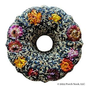 Porch Nook | Copy of Birdseed Bundt Cake Wreath with Dried Daisy Flowers