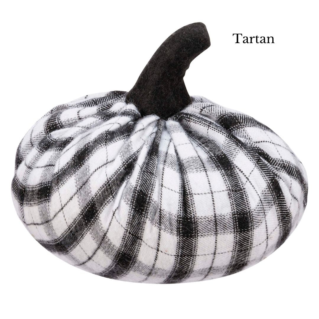 Porch Nook | Farmhouse Plaid Fabric Pumpkin, Black & White