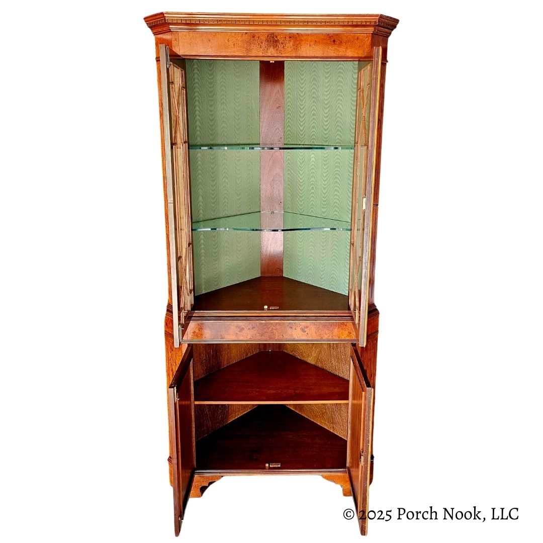 Porch Nook | Vintage Chippendale Style Mixed Fruitwood Corner Cabinet