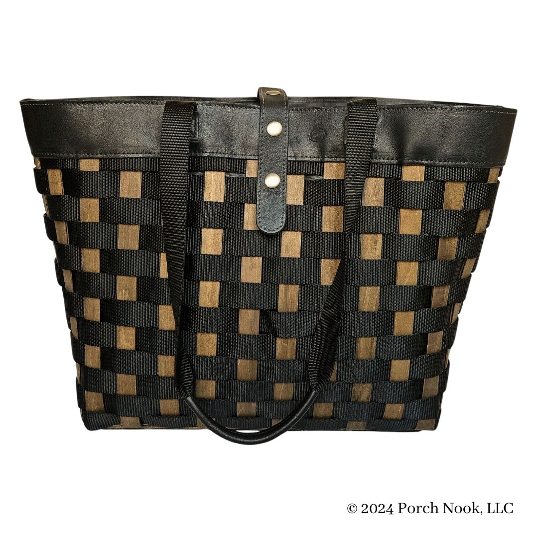 Porch Nook | Large To-Go Tote, Woven Wood & Nylon with Leather Handle & Liner, by Longaberger