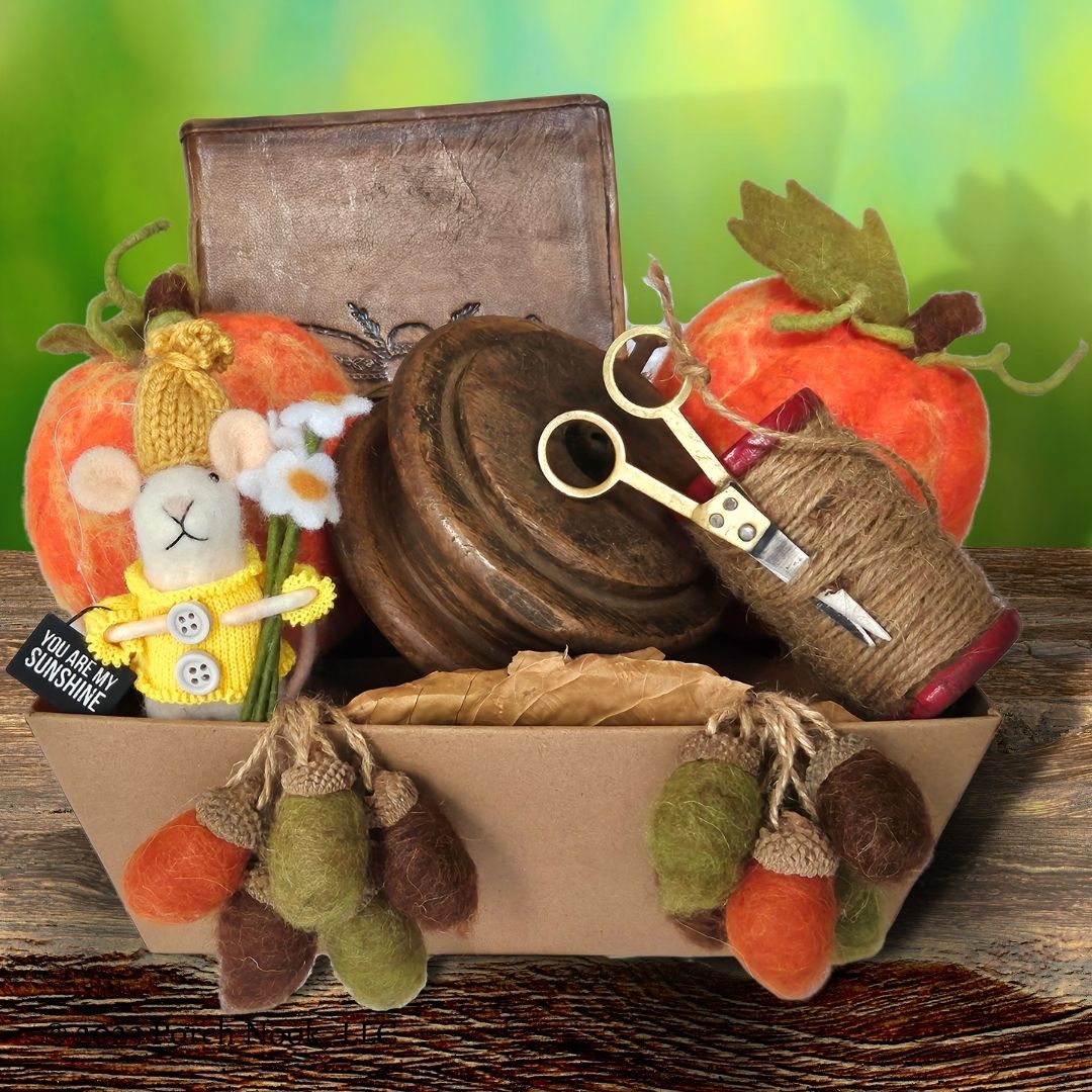 "Pumpkin Spice Delight" Gift Basket, Handcrafted Seasonal Décor & Ornaments