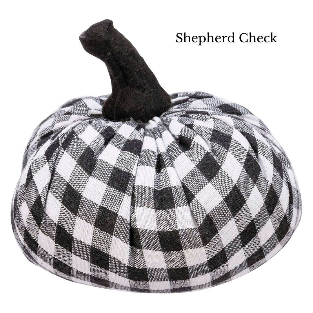 Porch Nook | Farmhouse Plaid Fabric Pumpkin, Black & White