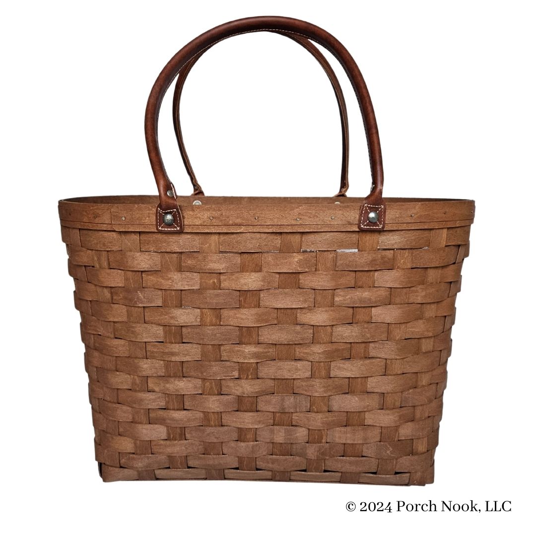 Porch Nook | Large Boardwalk Basket Tote, Woven Wood & Leather Handles, by Longaberger