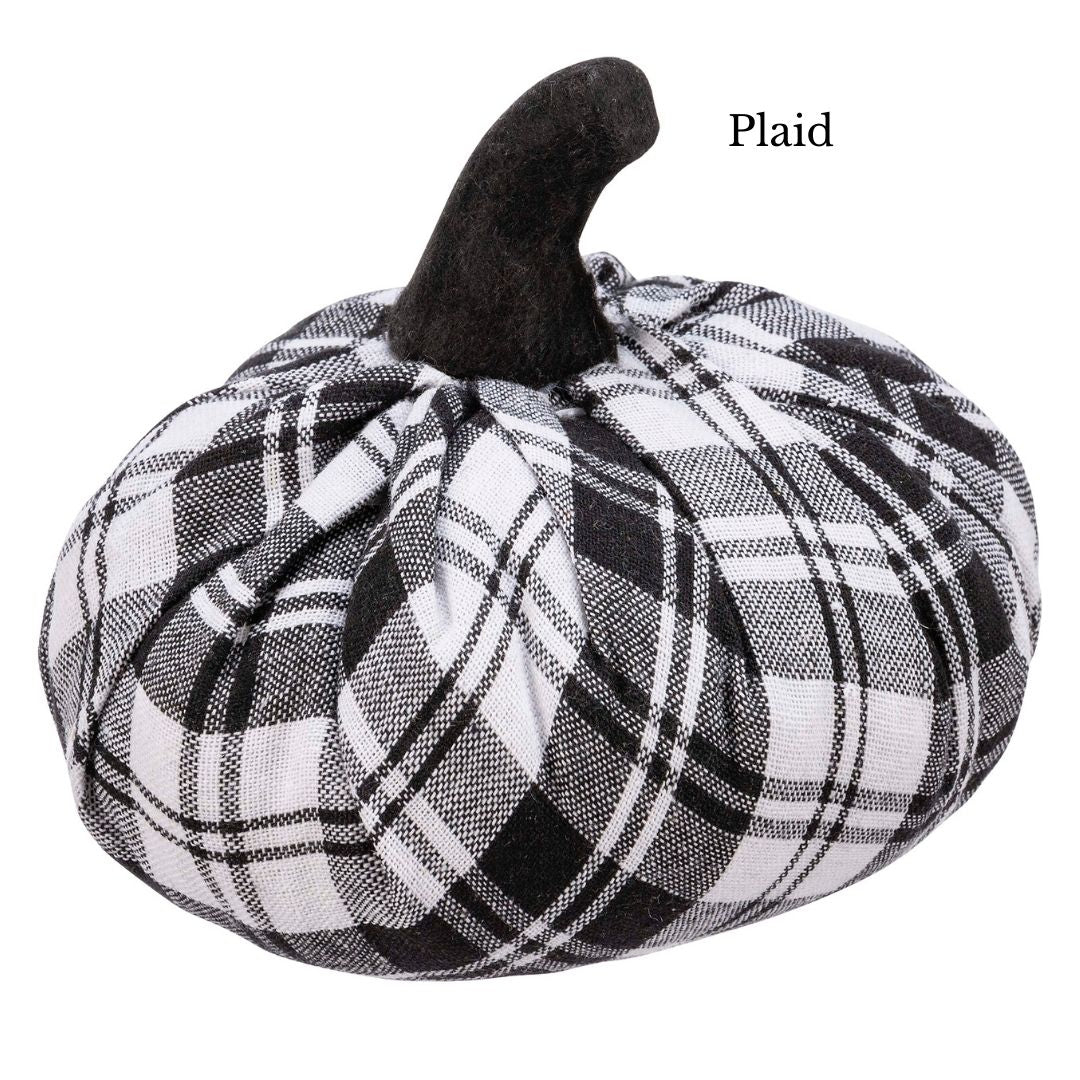 Porch Nook | Farmhouse Plaid Fabric Pumpkin, Black & White