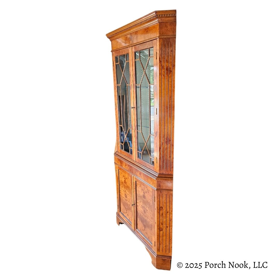 Porch Nook | Vintage Chippendale Style Mixed Fruitwood Corner Cabinet