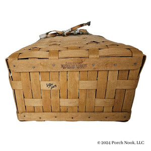 Porch Nook | Vintage Autumn Tote Basket with Handle & Pumpkin Printed Liner, by Longaberger