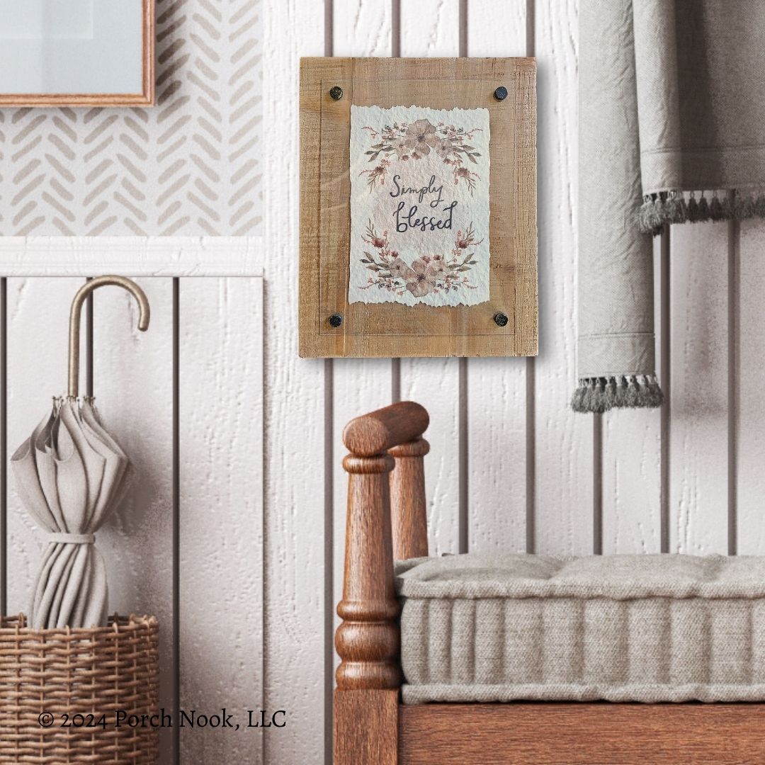 Porch Nook | “Simply Blessed” Watercolor Design Rustic Wall Sign