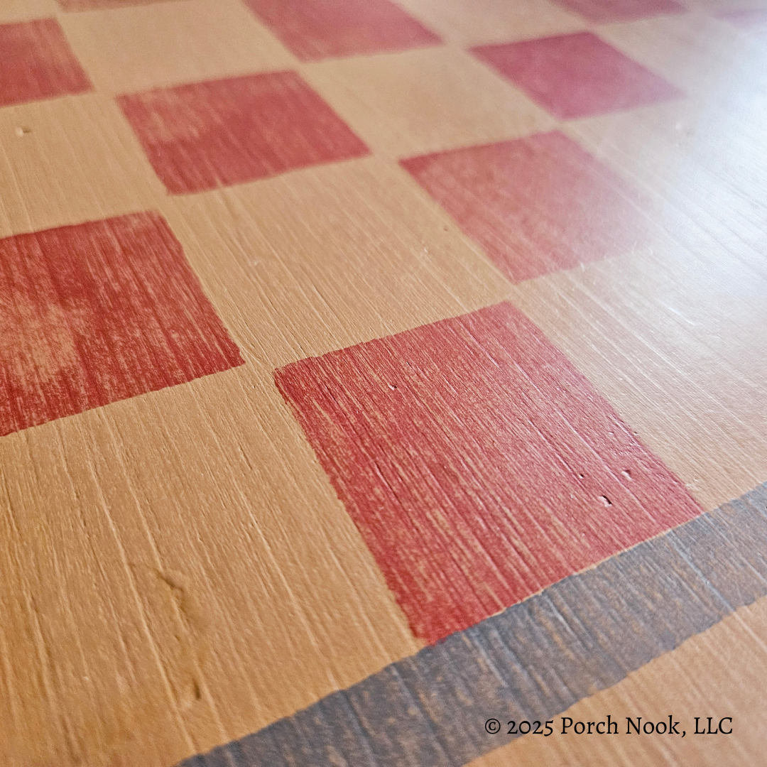 Porch Nook | Vintage Folk Art Wood Checkerboard and Chessboard with Game Pieces, Hand-Painted & Handmade