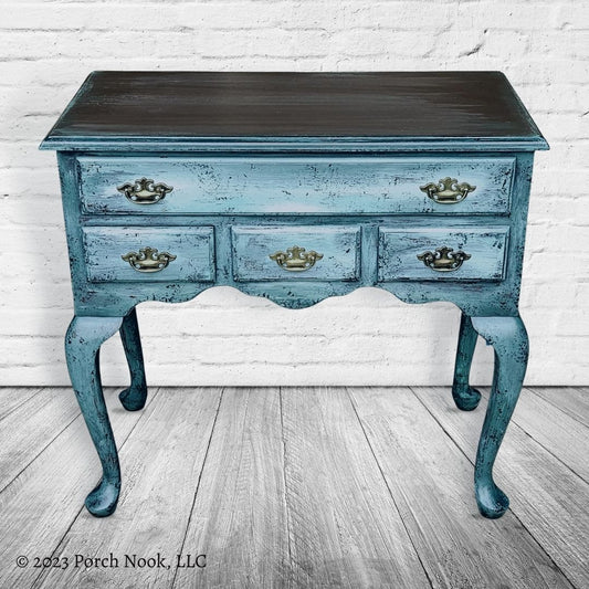 Porch Nook | Vintage Queen Anne Style Mahogany Lowboy Cabinet, Hand Painted