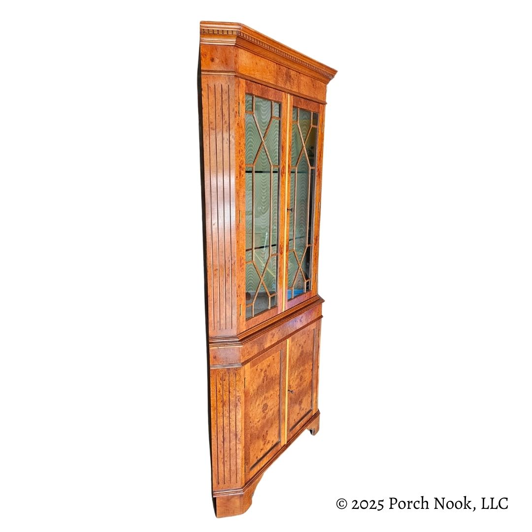 Porch Nook | Vintage Chippendale Style Mixed Fruitwood Corner Cabinet