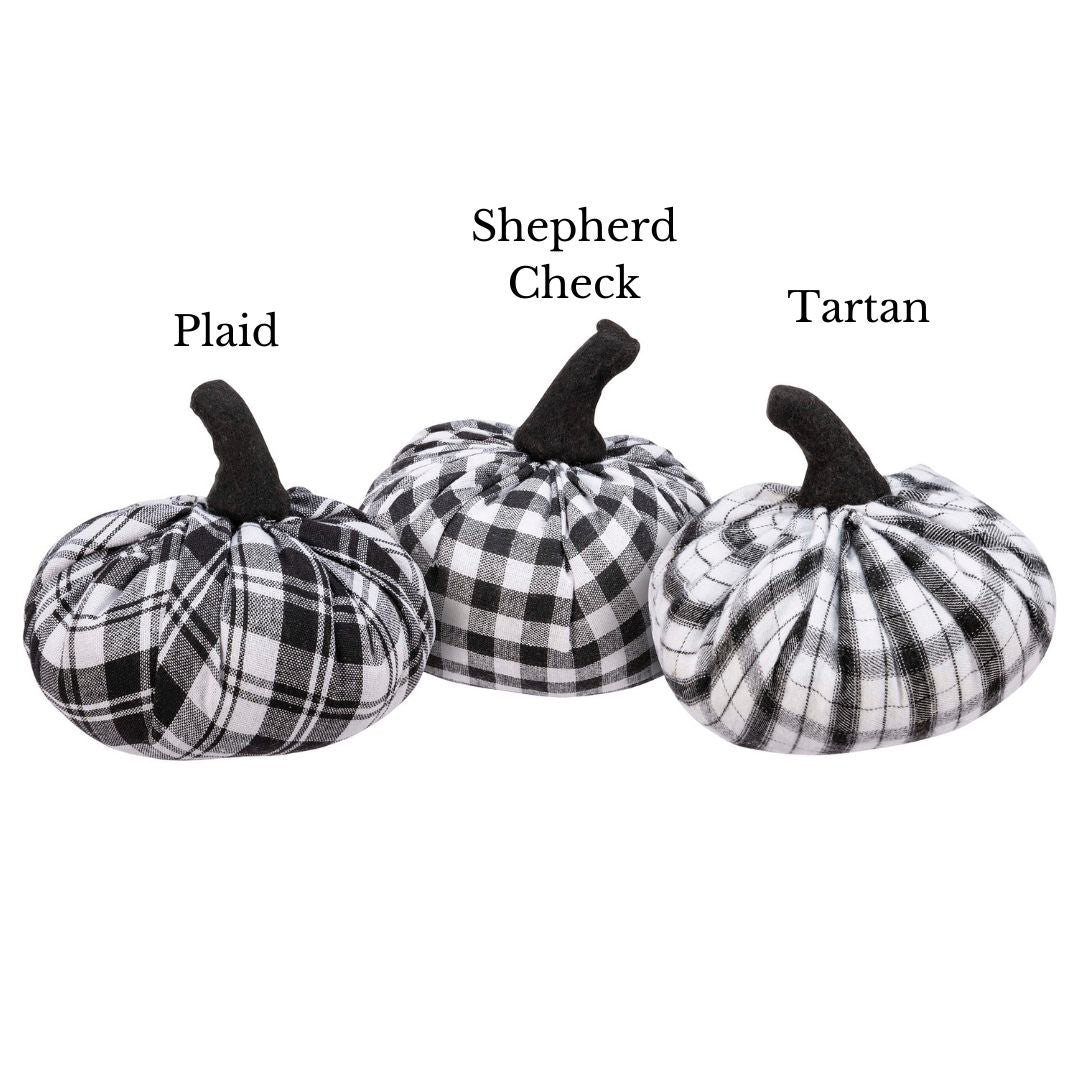 Porch Nook | Farmhouse Plaid Fabric Pumpkin, Black & White