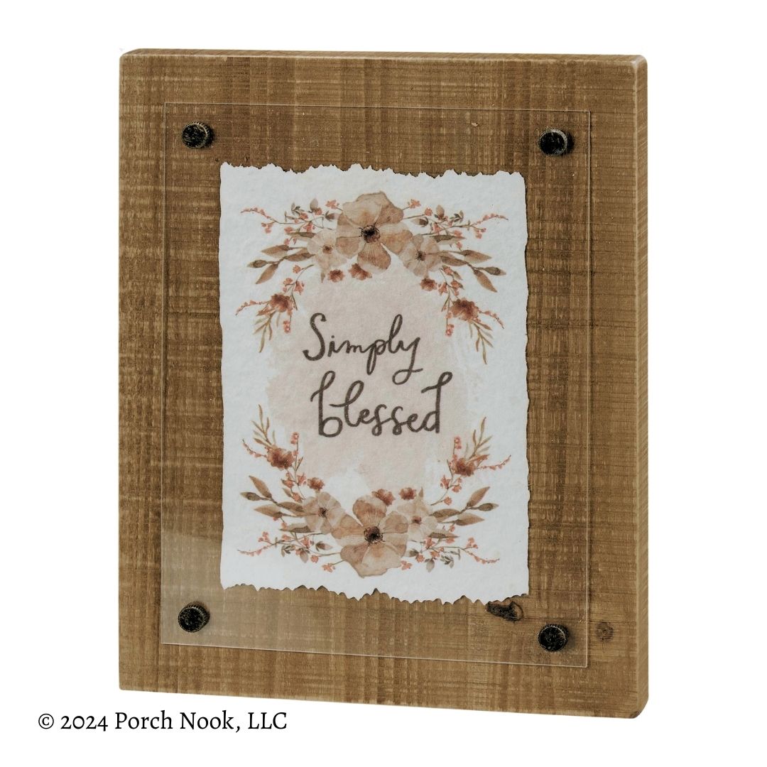 Porch Nook | “Simply Blessed” Watercolor Design Rustic Wall Sign