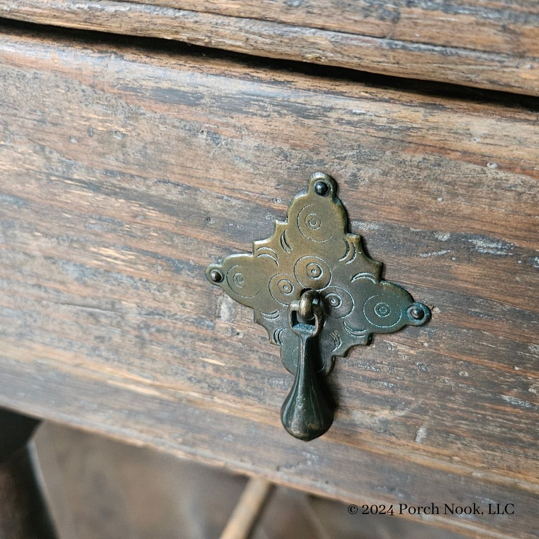 Porch Nook | Antique American Gray-Stained Pine School Master’s Slant Top Desk on Stained Maple Stand, Late 1700s-Early 1800s