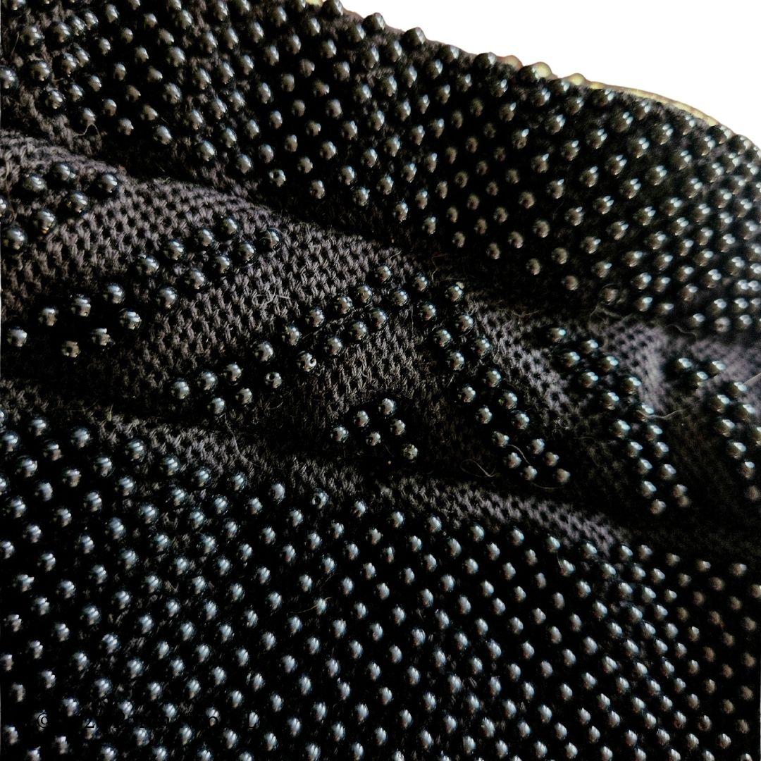 Vintage Reversible Black & Ivory Micro Beaded Drawstring Evening Bag, dense micro plastic seed beadwork applied over a textile backing.