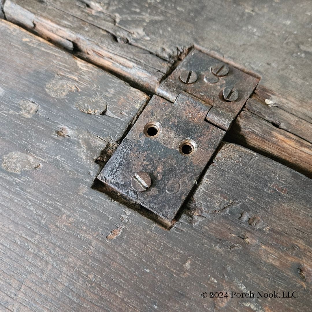 Porch Nook | Antique American Gray-Stained Pine School Master’s Slant Top Desk on Stained Maple Stand, Late 1700s-Early 1800s