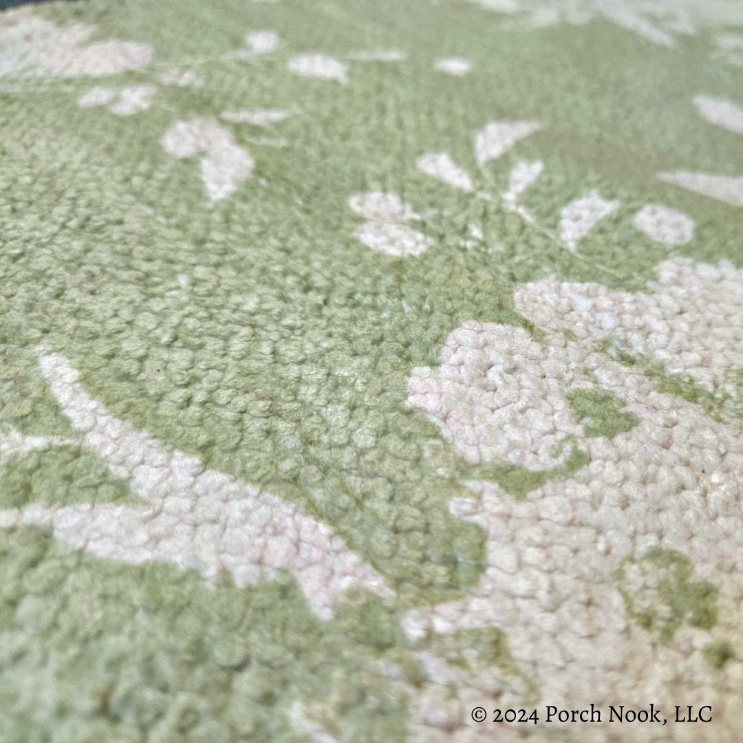 Porch Nook | Pastel Green Floral Tassel Area Rug, 34x20