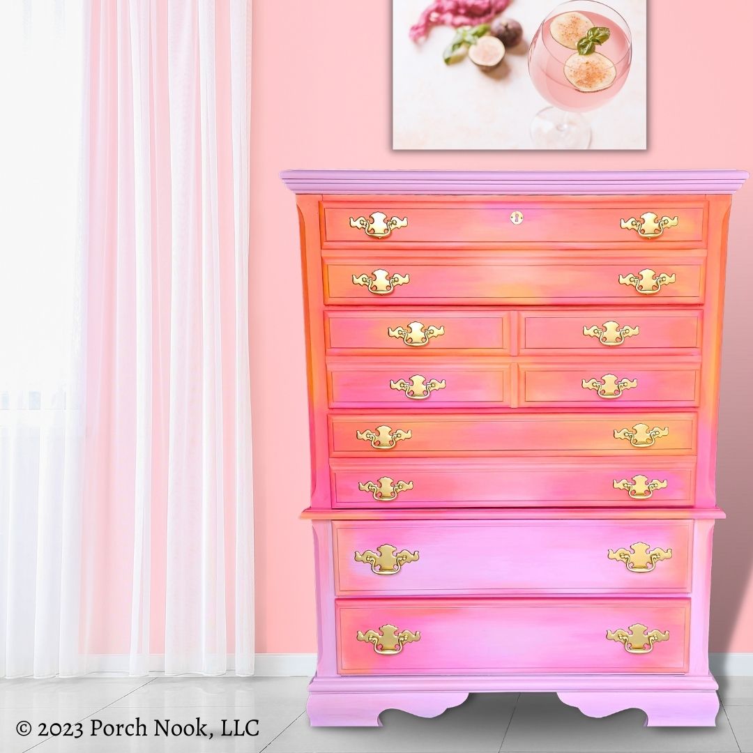 Dresser with "Fuchsia's So Bright" Porch Nook chalky finish paint