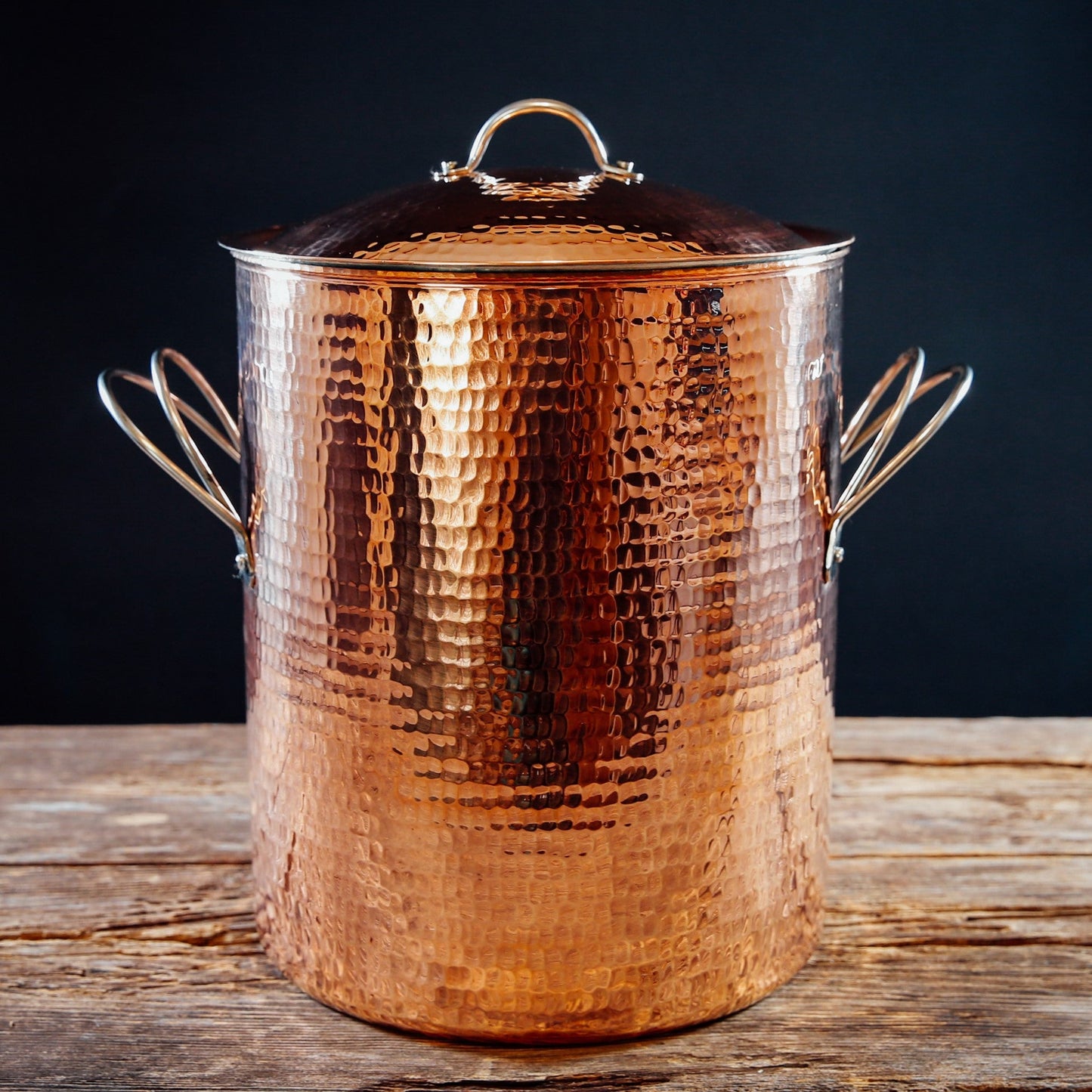 Handcrafted Hammered Copper Stock Pots for Soups, Stews, Stocks, and Slow Cooking
